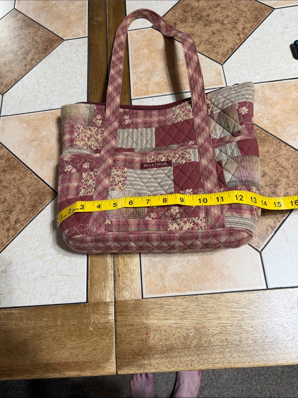 Bella Taylor Quilted Patchwork Tote in Mauve
